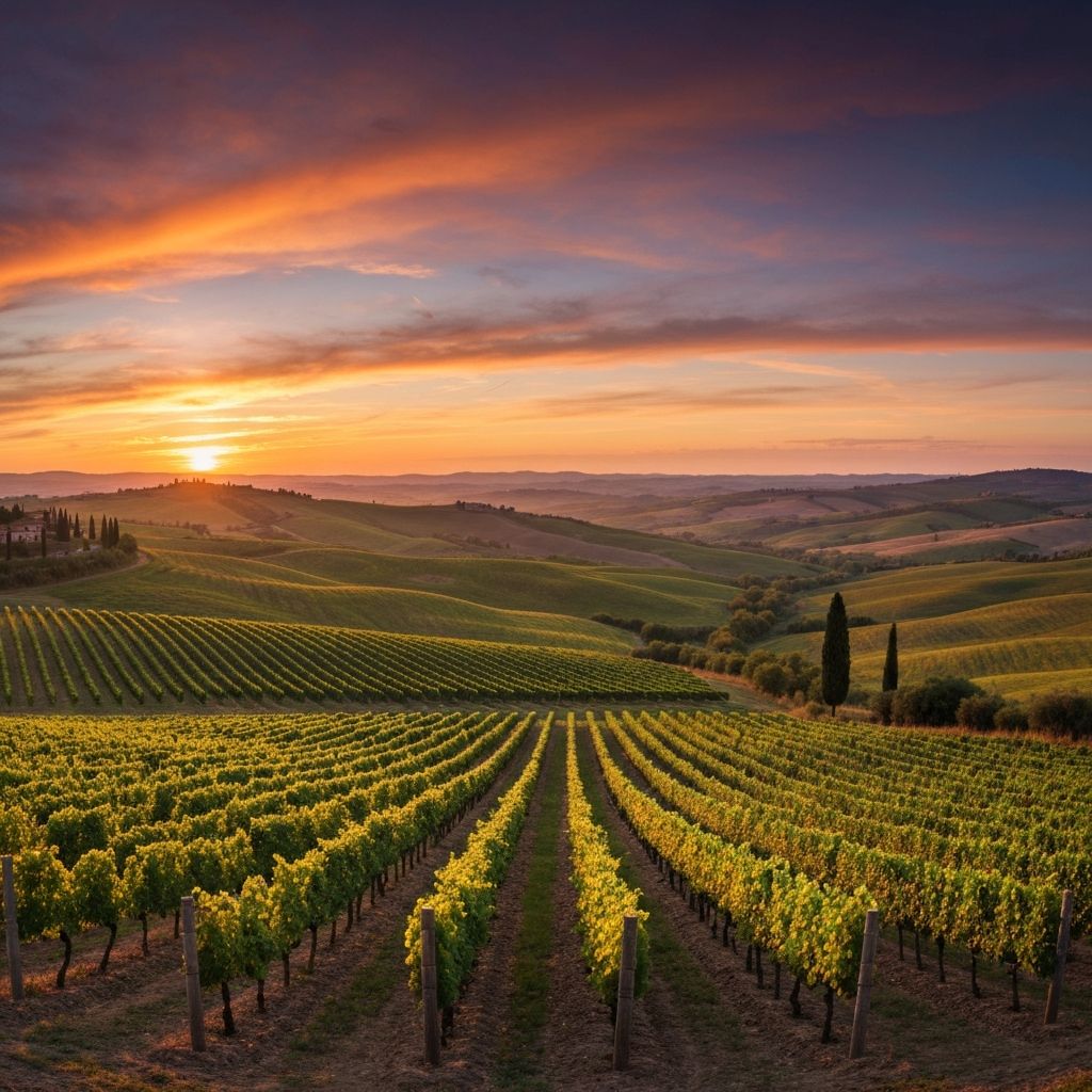Tuscan vineyard landscape